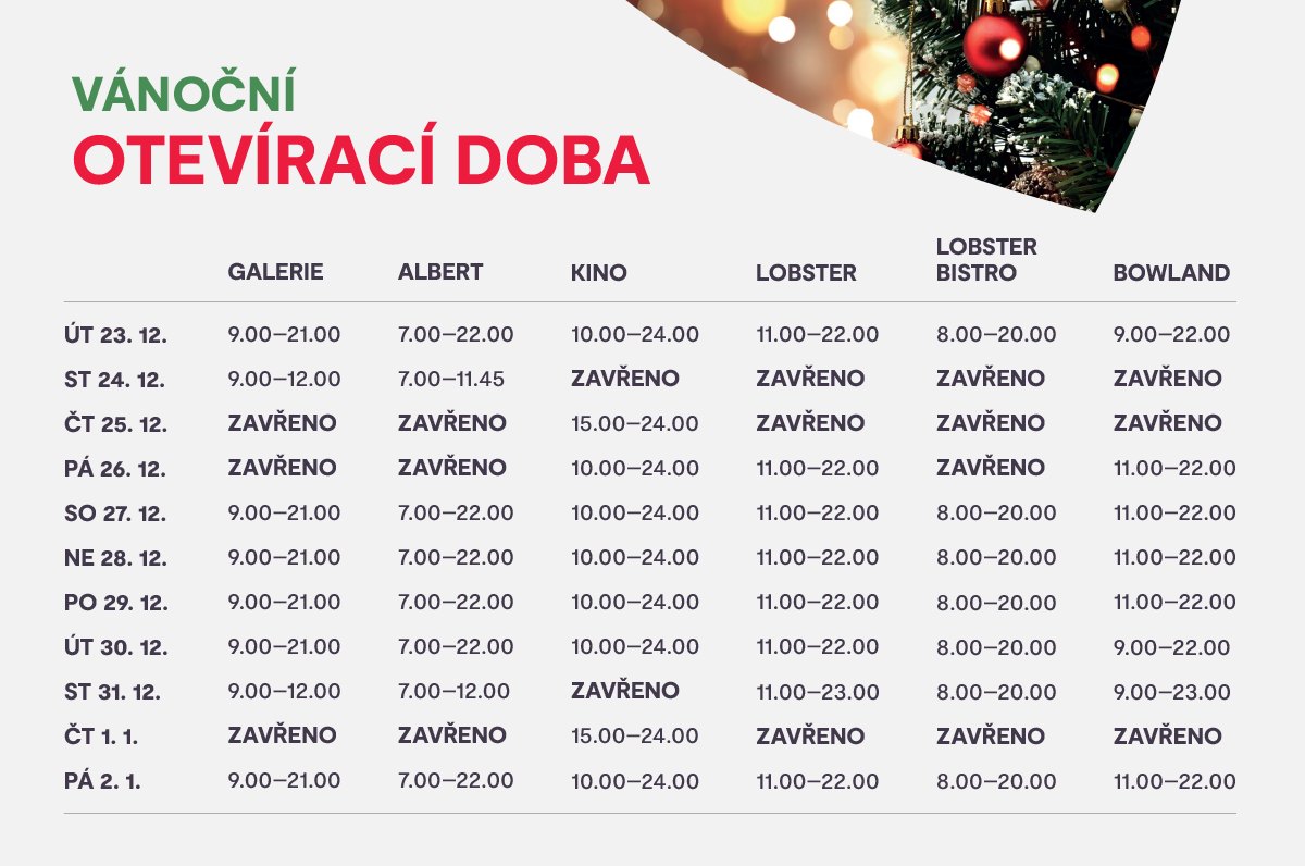 Vánoční otevírací doba